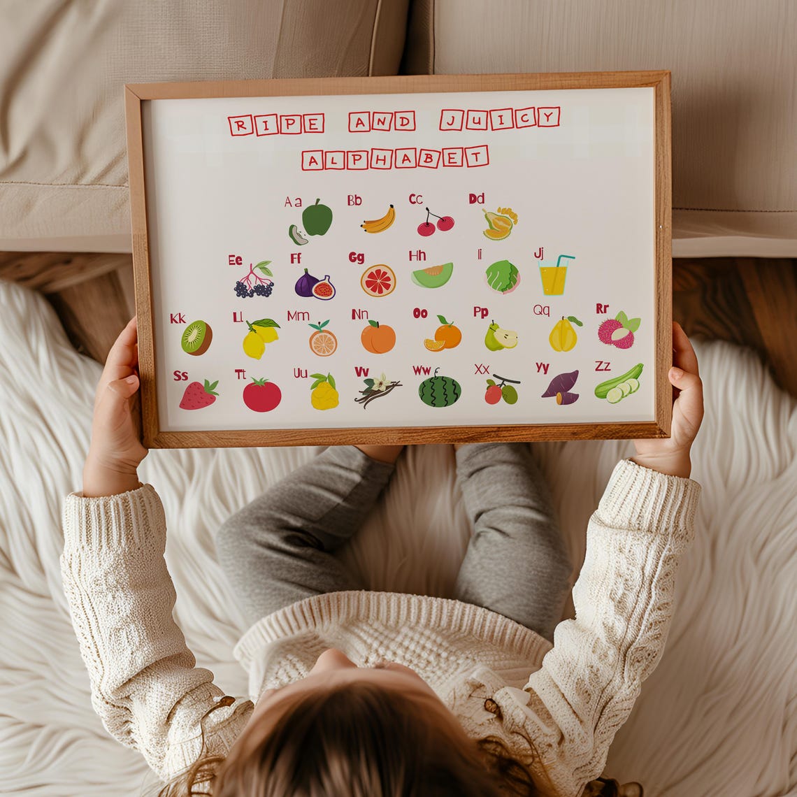 Ripe and Juicy Fruit Alphabet Chart A to Z Kids Learning Poster - Image 3