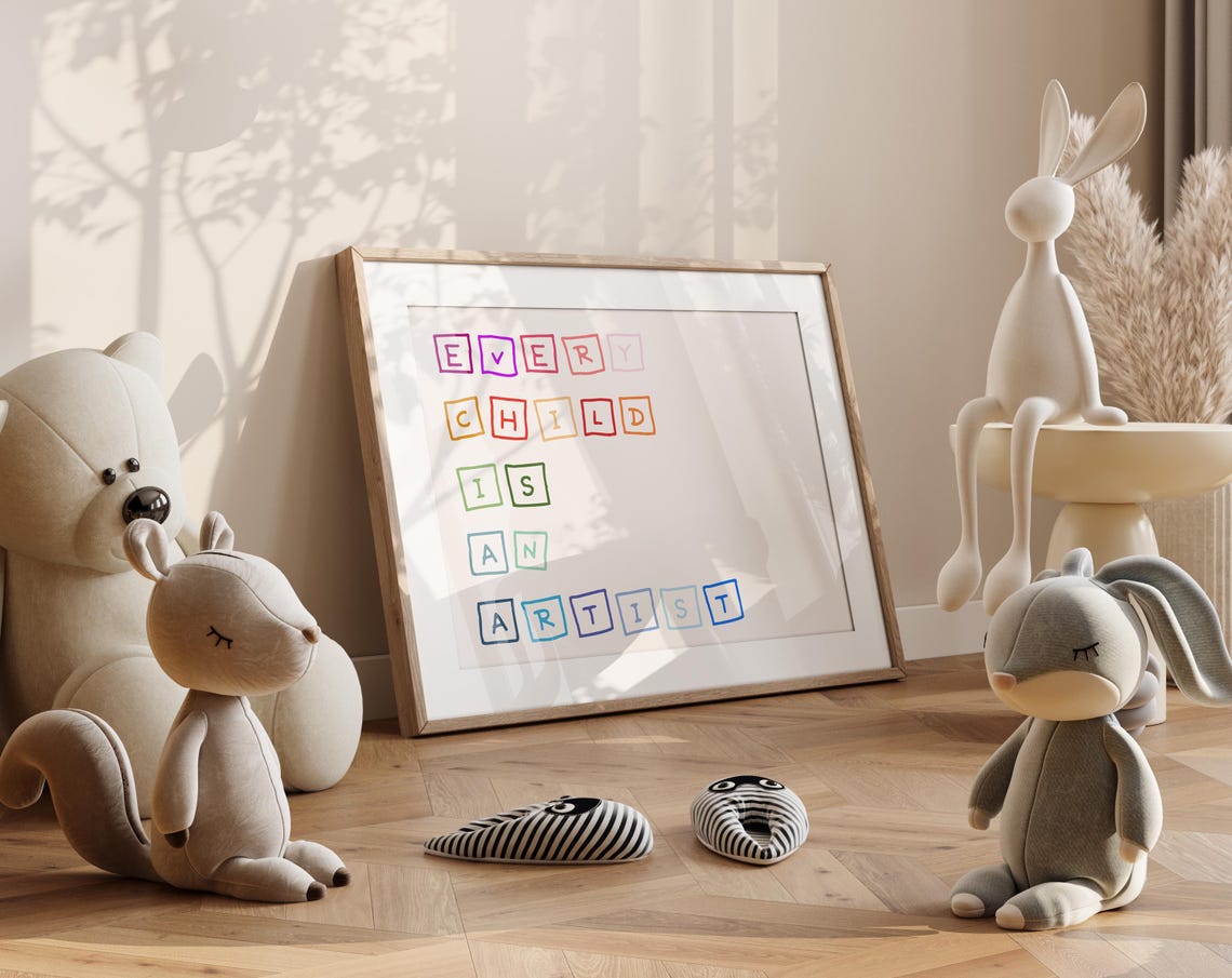 Every Child Is An Artist Colorful Block Letters Quote Wall Poster - Image 4
