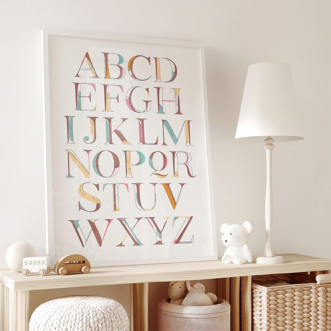 Colorful Hand-Painted Serif Alphabet A to Z Learning Art Poster - Image 2