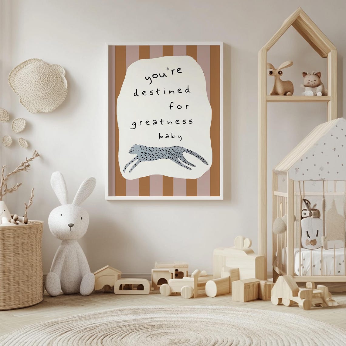 Youre Destined For Greatness Baby Motivational Jungle Animal Wall Art For Kids Room - Image 4