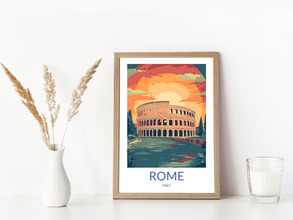 Rome Italy Colosseum Sunset Ancient Landmark Vintage Travel Poster - Image 3