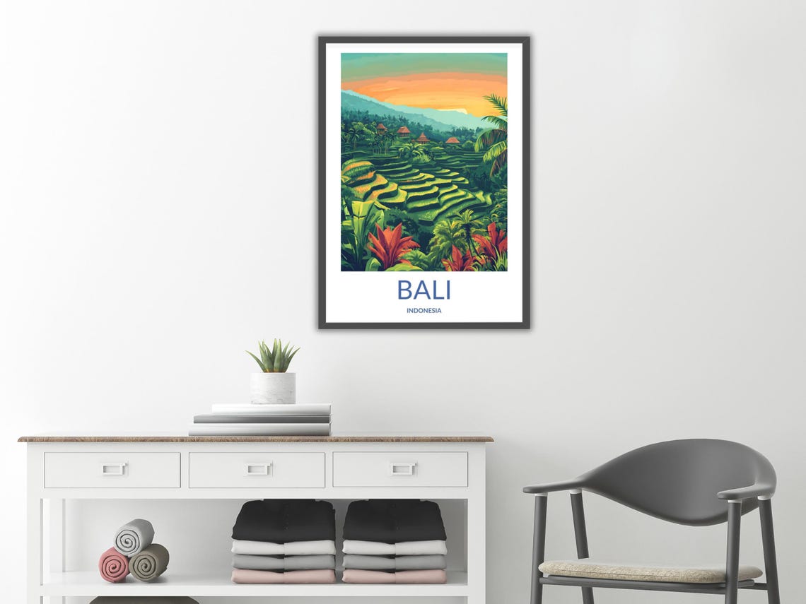 Bali Indonesia Lush Green Rice Terraces Tropical Travel Poster - Image 2