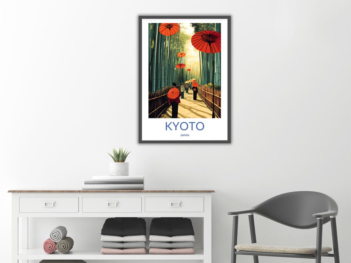 Kyoto Bamboo Forest Poster Japan Travel Wall Art Japanese Scenic Walk Kyoto Heritage Art Southeast Asia Decor Modern Travel Art - Image 2