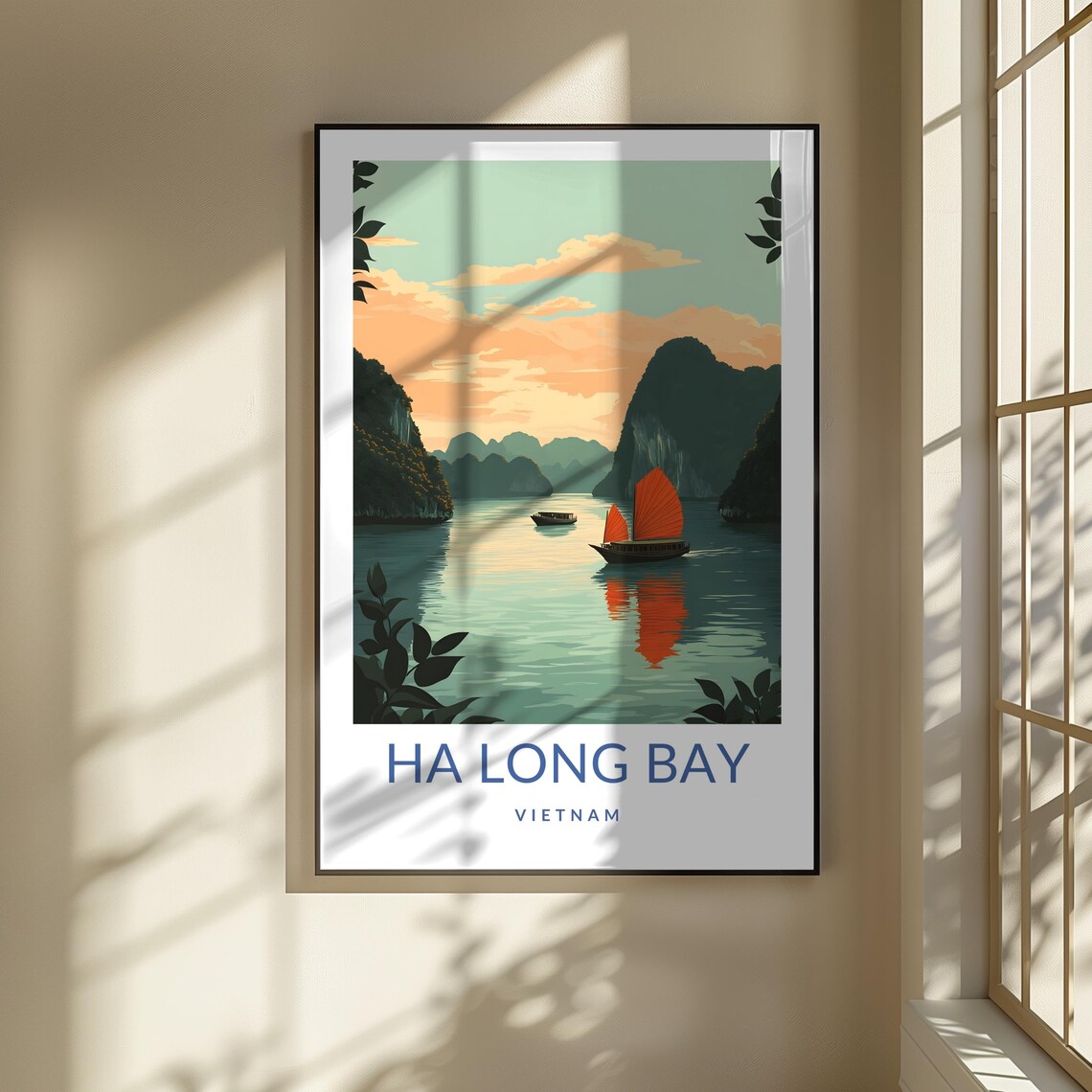 Ha Long Bay Vietnam Limestone Karsts Red Sail Junk Boat Travel Poster - Image 3