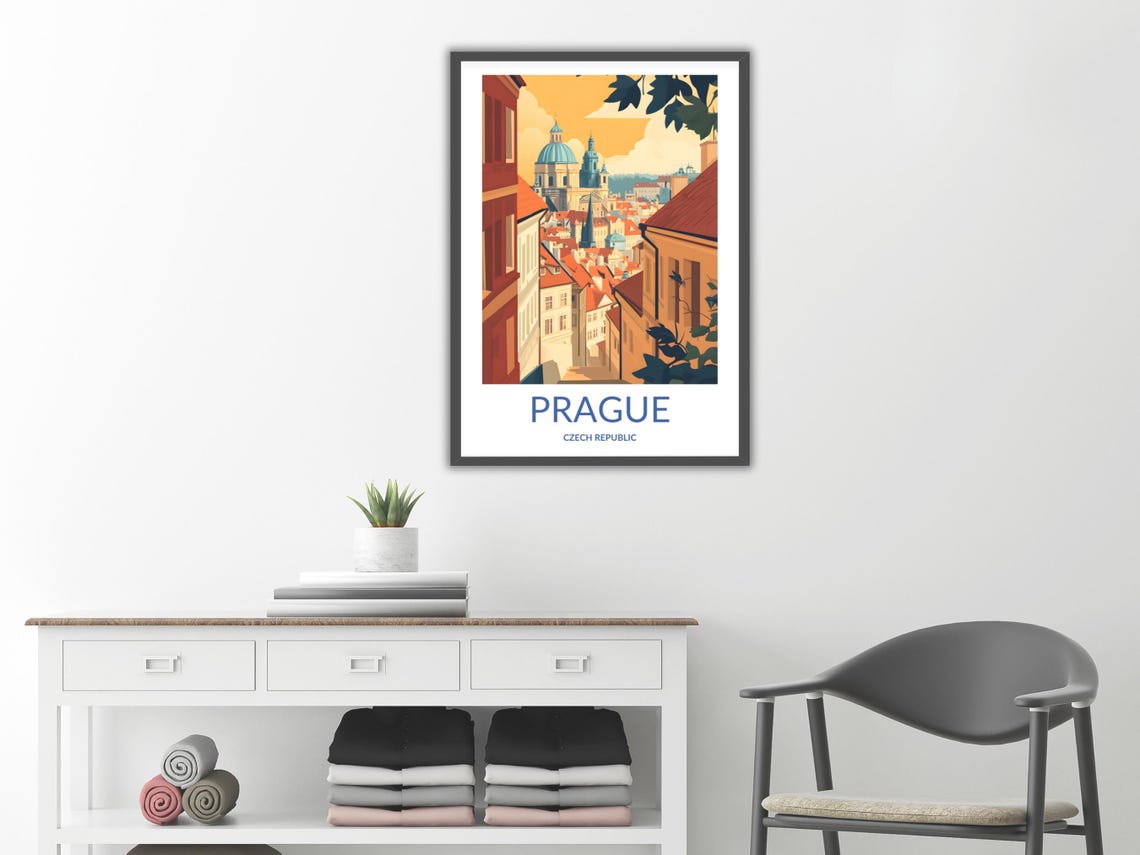 Prague Czech Republic Old Town Rooftops Church Domes Travel Poster - Image 2