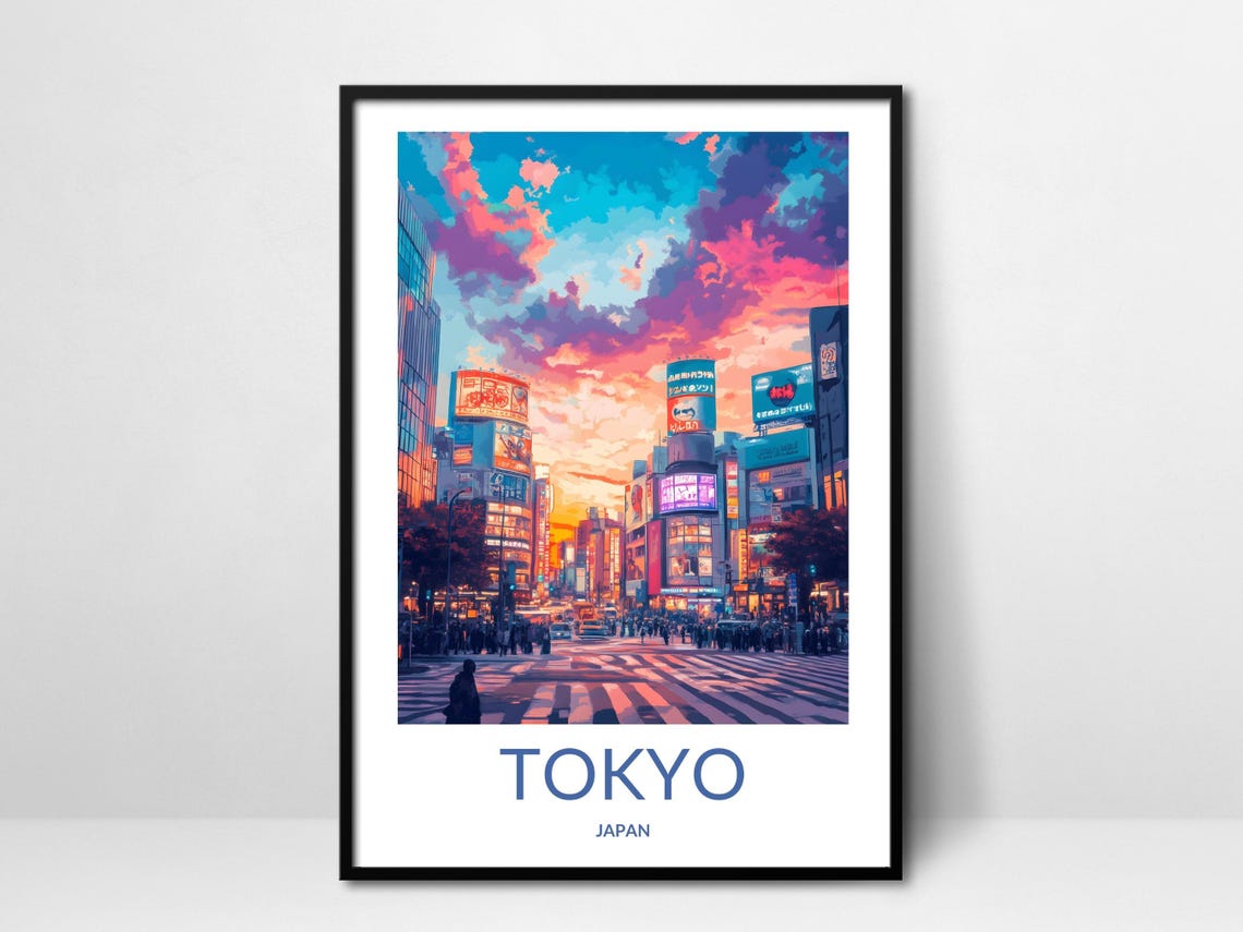 Tokyo Japan Travel Poster Cityscape Tokyo Print Tokyo Gift Tokyo Art Tokyo Decor Shibuya Crossing Japan Wall Art