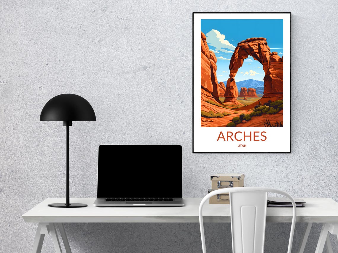Arches Utah Iconic Sandstone Arch National Park Scenic Poster - Image 2