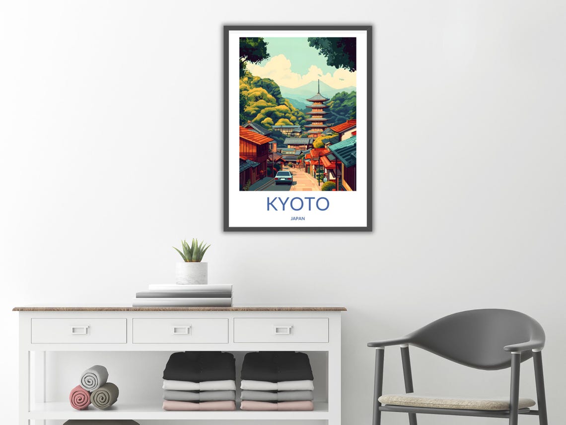 Kyoto Street Scene Poster Japan Travel Wall Art Japanese Town Print Kyoto Heritage Art Southeast Asia Decor Modern Travel Art - Image 2