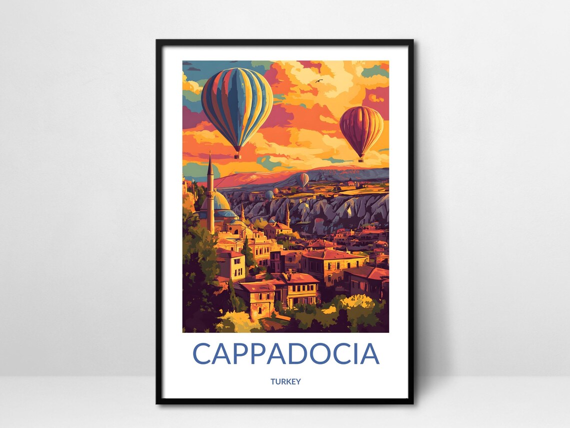 Cappadocia Turkey Hot Air Balloons Sunrise Valley Travel Poster