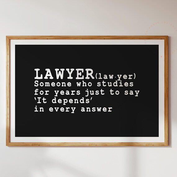 Funny Lawyer Definition Poster Humorous Law Office Gift Wall Decor
