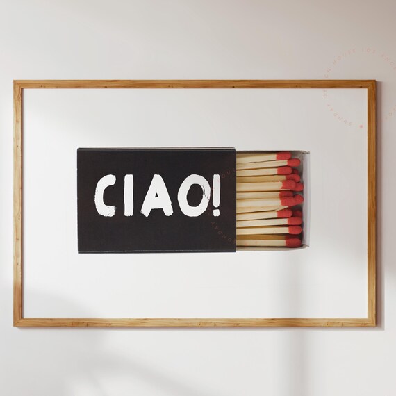 Ciao Matchbox Art Black and White Trendy Italian Greeting Decor Poster