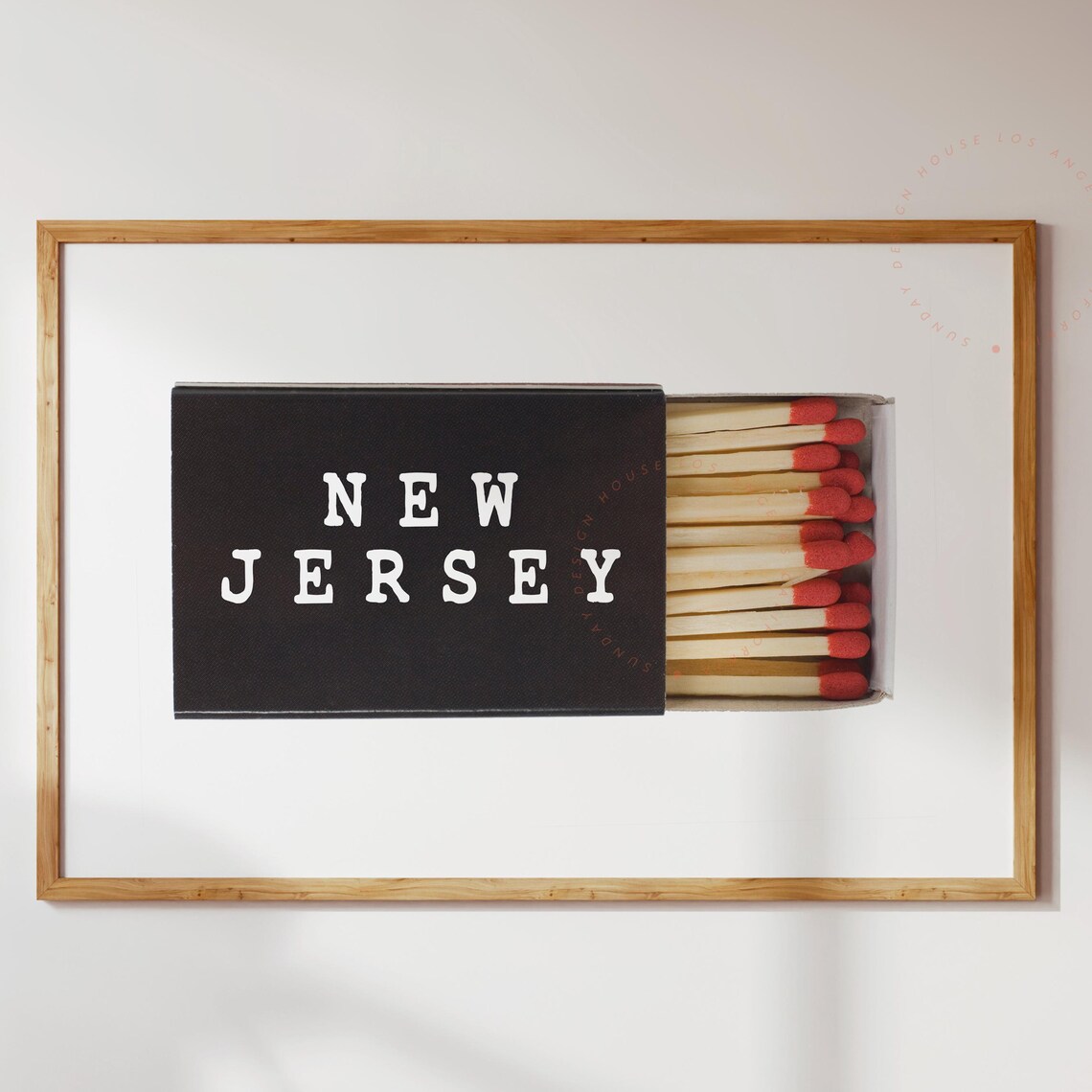 New Jersey Vintage Matchbox Style Art Poster Black White Decor Gift