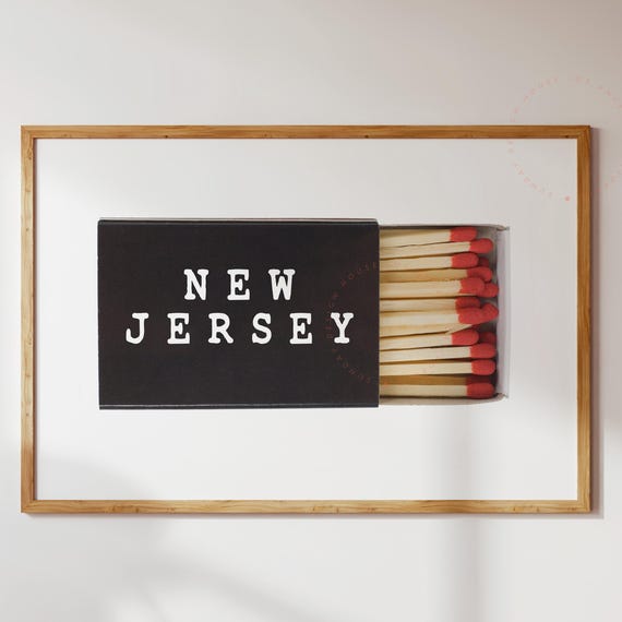 New Jersey Matchbox Print Poster Modern Wall Decor City Black White Home Art