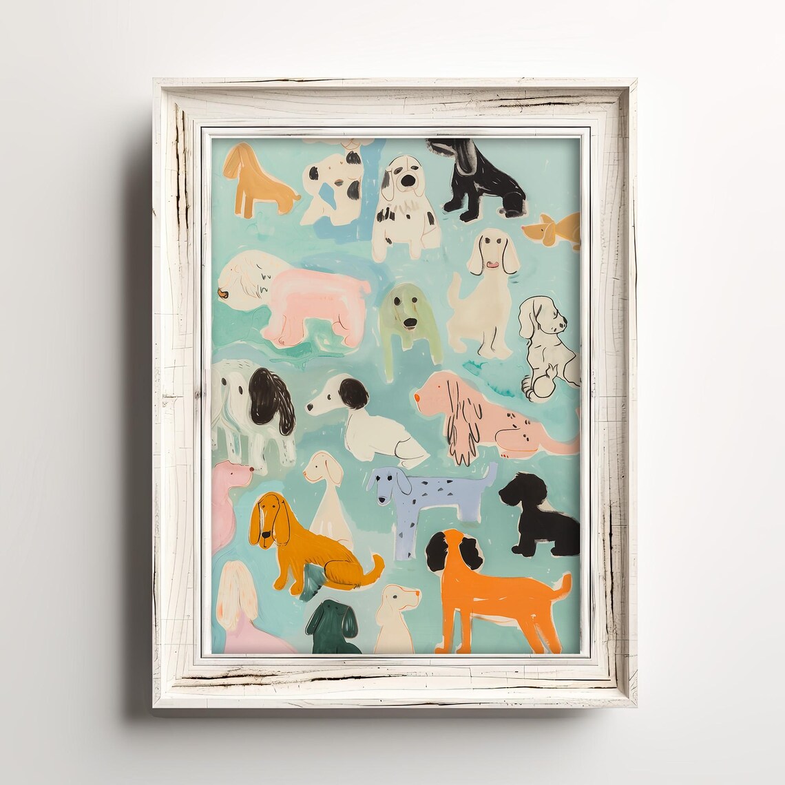 Whimsical Dog Show Mural Collage, Watercolor Art Print