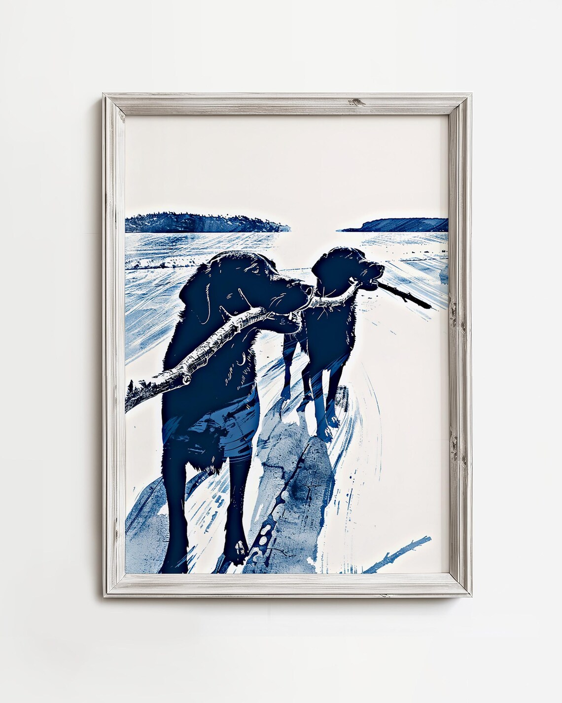 Labs Find Driftwood Cute Waterdog Sketch Art Print