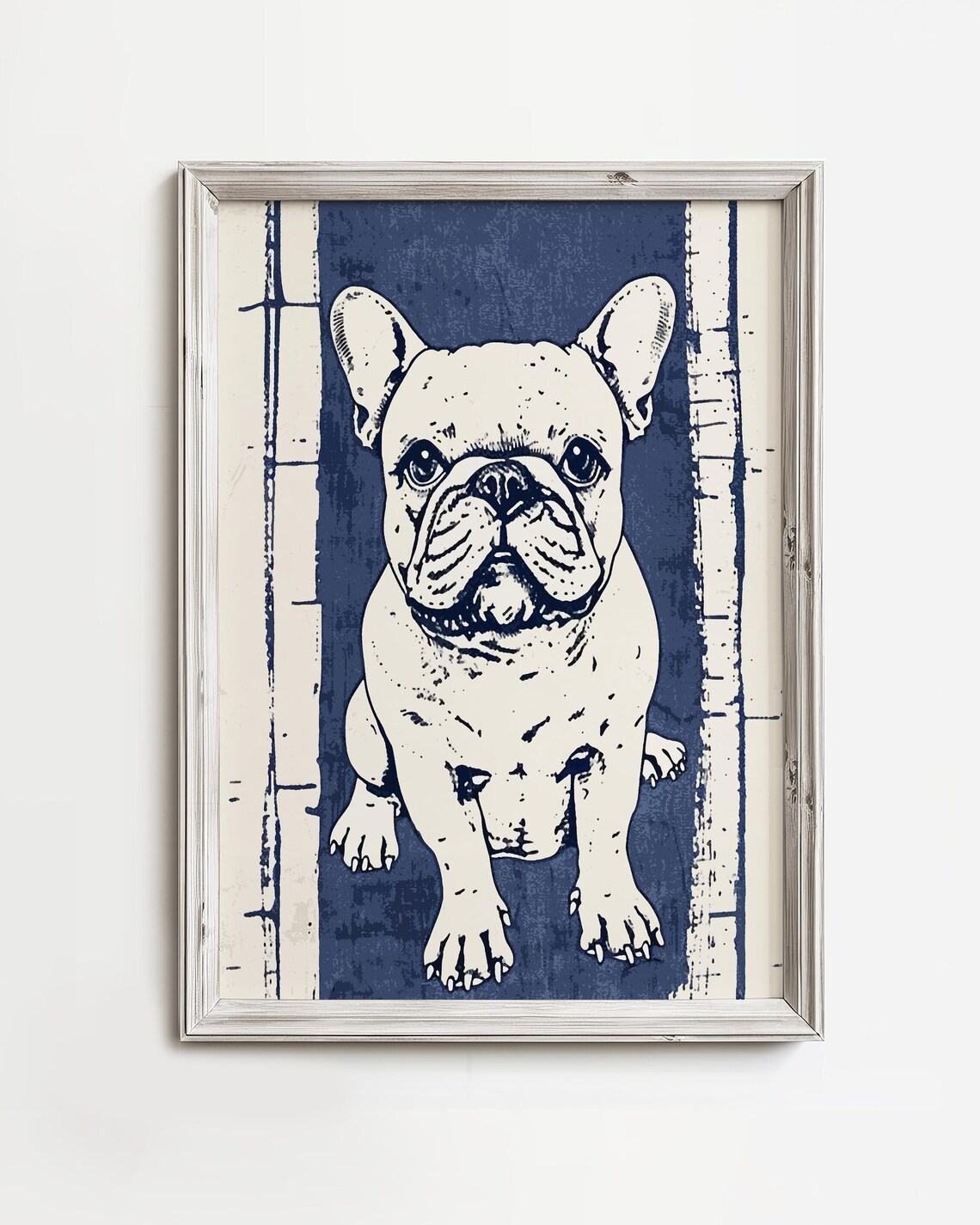 Happy French Bulldog Coastal Dog Art Print, Beach Cottage