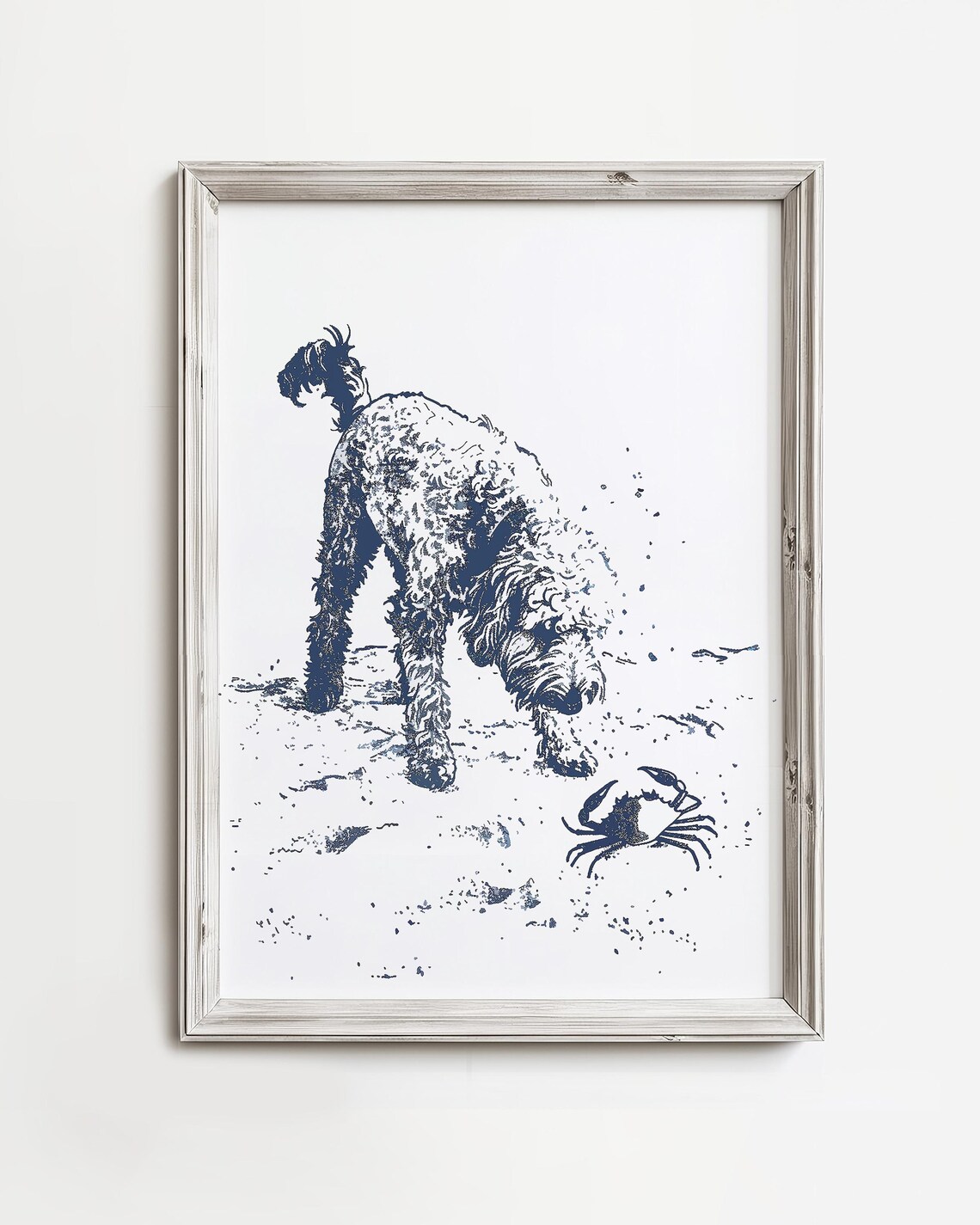 Happy Beach Doodle Finds Crab Vintage Coastal Poster