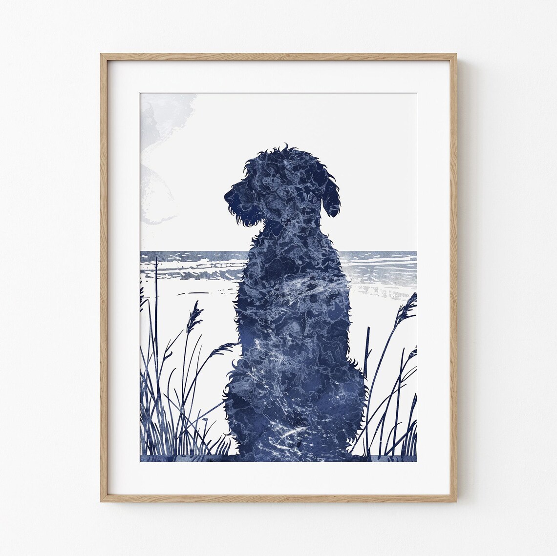 Doodle Dog Sea Breeze Coastal Beach Art Print