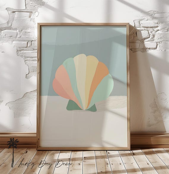 Sea Shell Nursery Print Simple Childrens Room Art Pastel Nautical Coastal Life Mom Expecting Baby Beach