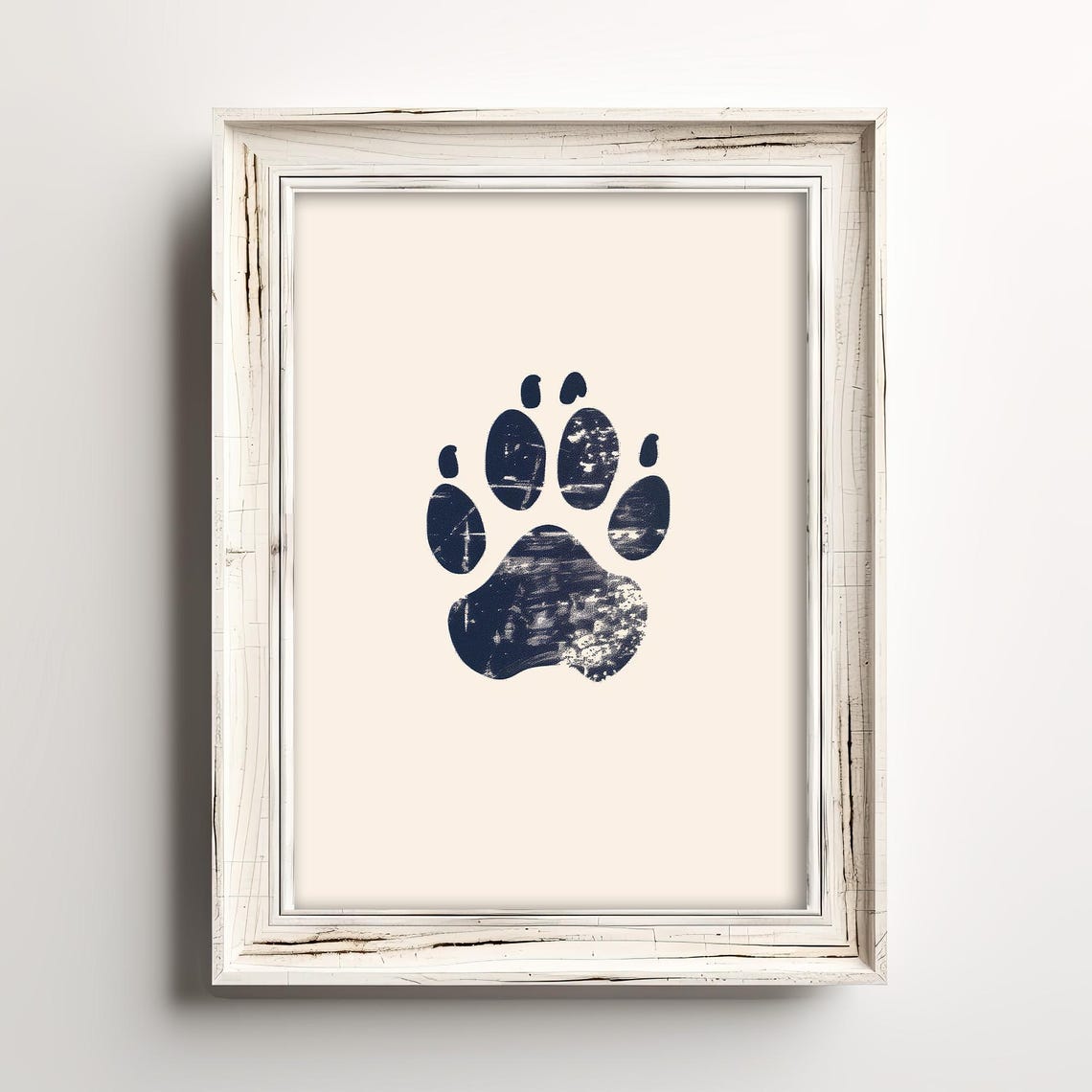 Minimalist Navy Paw Mark Rustic Distressed Home Decor Art Poster