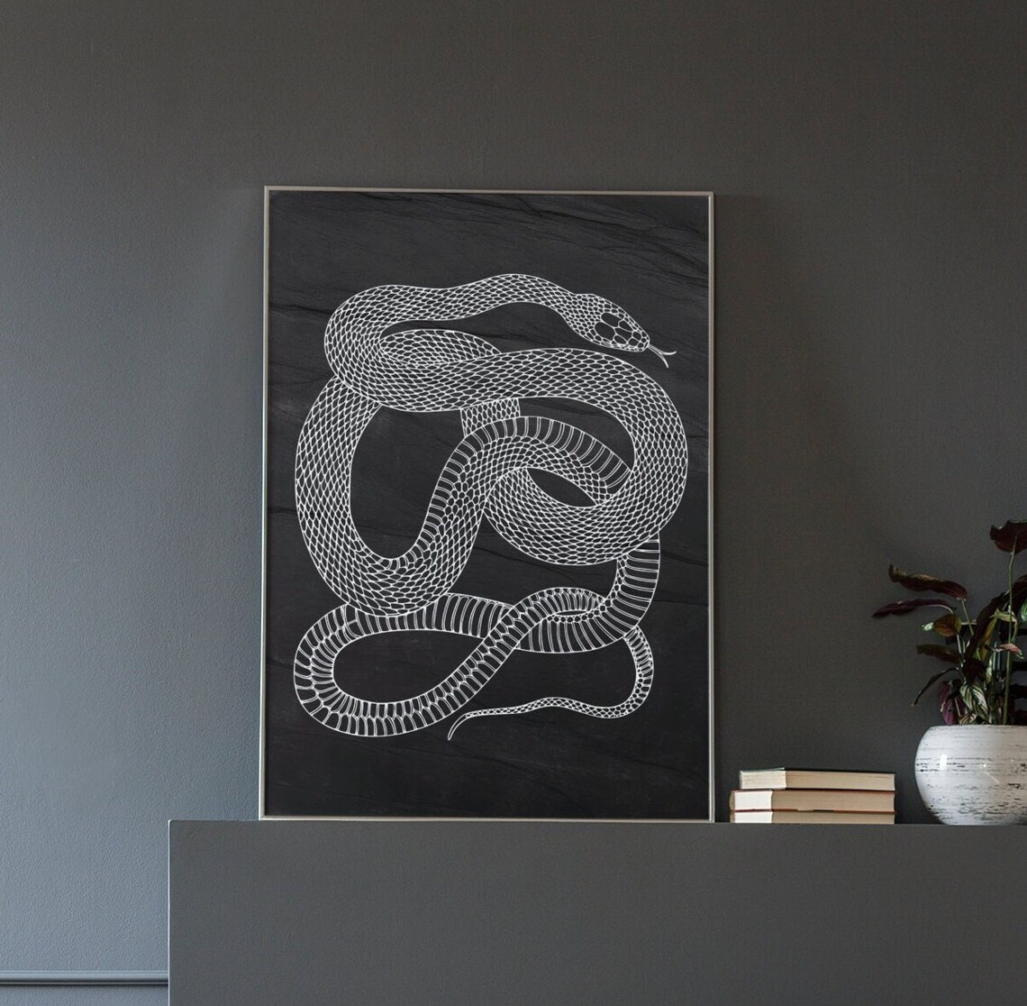 Black And White Snake, Minimalist Monochrome Poster - Image 2