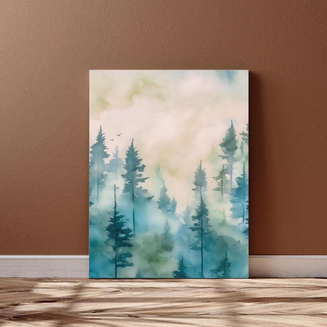 Pine Tree Forest Wall Art Print Misty Forest Print Scandinavian Wall Art Rustic Watercolor Art Peaceful Calming Wall Decor - Image 5