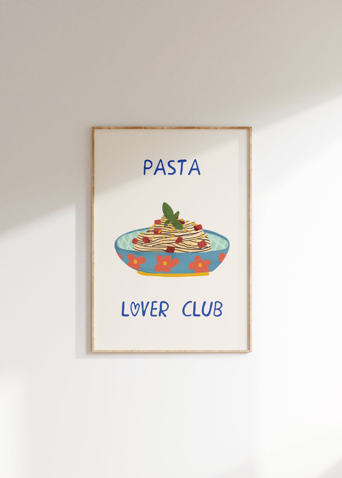 Pasta Lover Club Colorful Spaghetti Bowl Italian Kitchen Poster