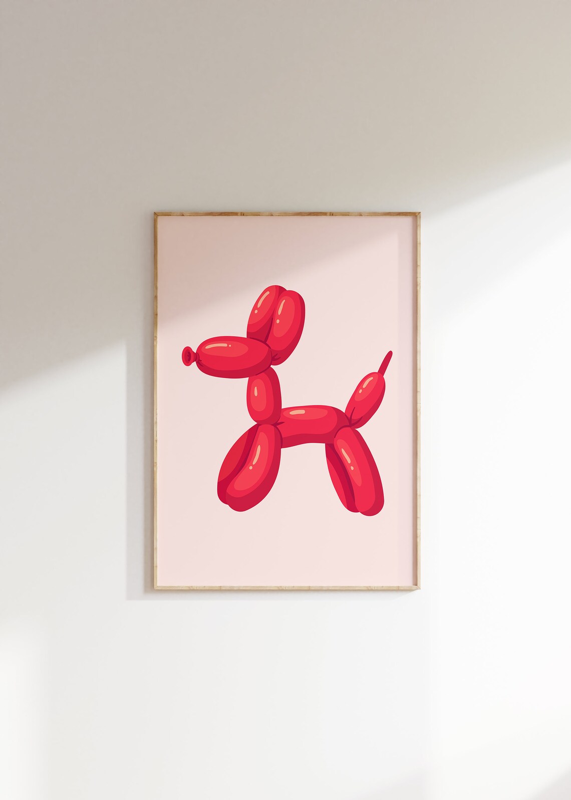 Red Balloon Dog Art Print, Preppy Room Decor