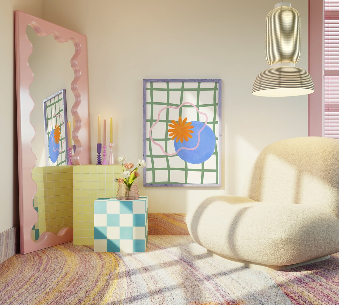 Geometric Shapes Colorful Art Print, Danish Pastel Decor - Image 3