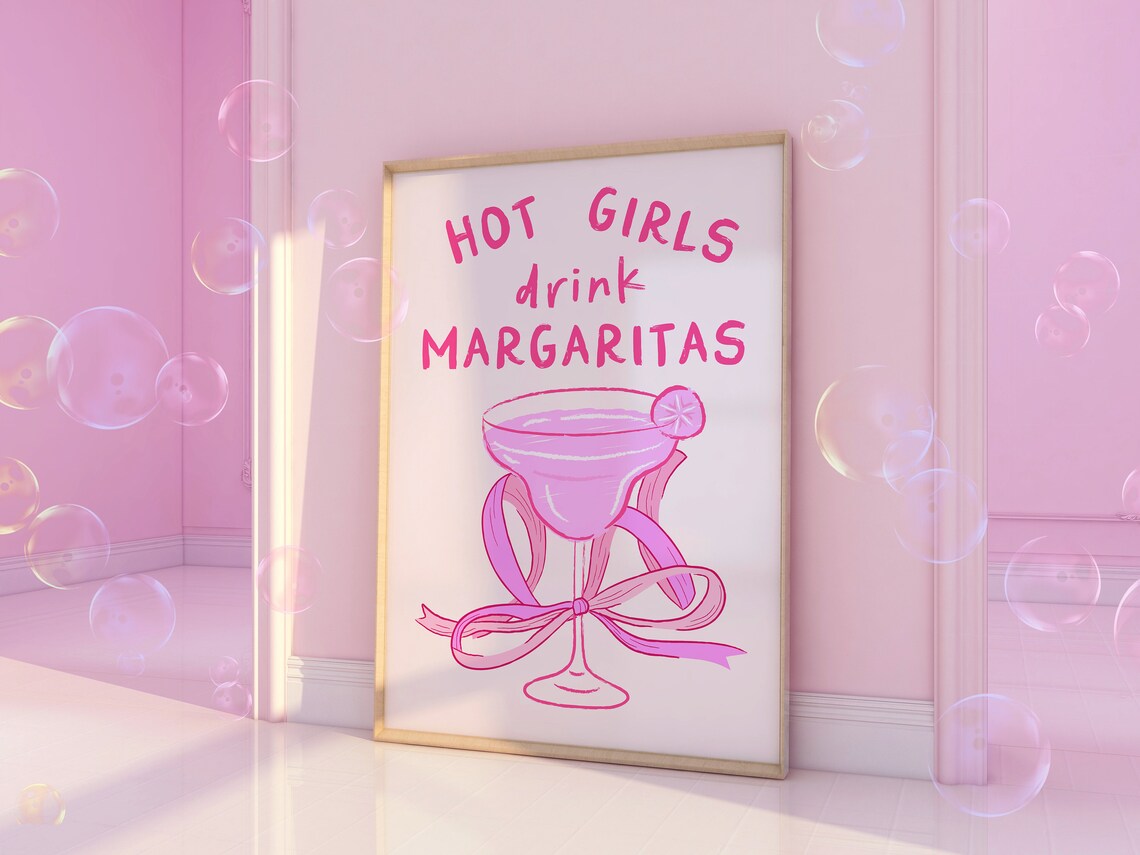 Hot Girls Drink Margaritas, Happy Hour Art Print