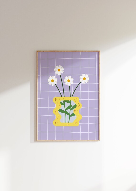 Flower Vase Art Print, Danish Pastel Decor
