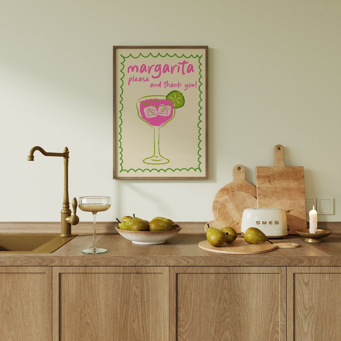 Margarita Please And Thank You Pink Cocktail With Lime Wall Art - Image 4