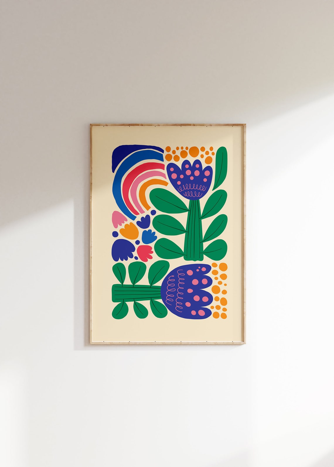 Bold Abstract Botanical Rainbow Tulips Dopamine Pop Art Print