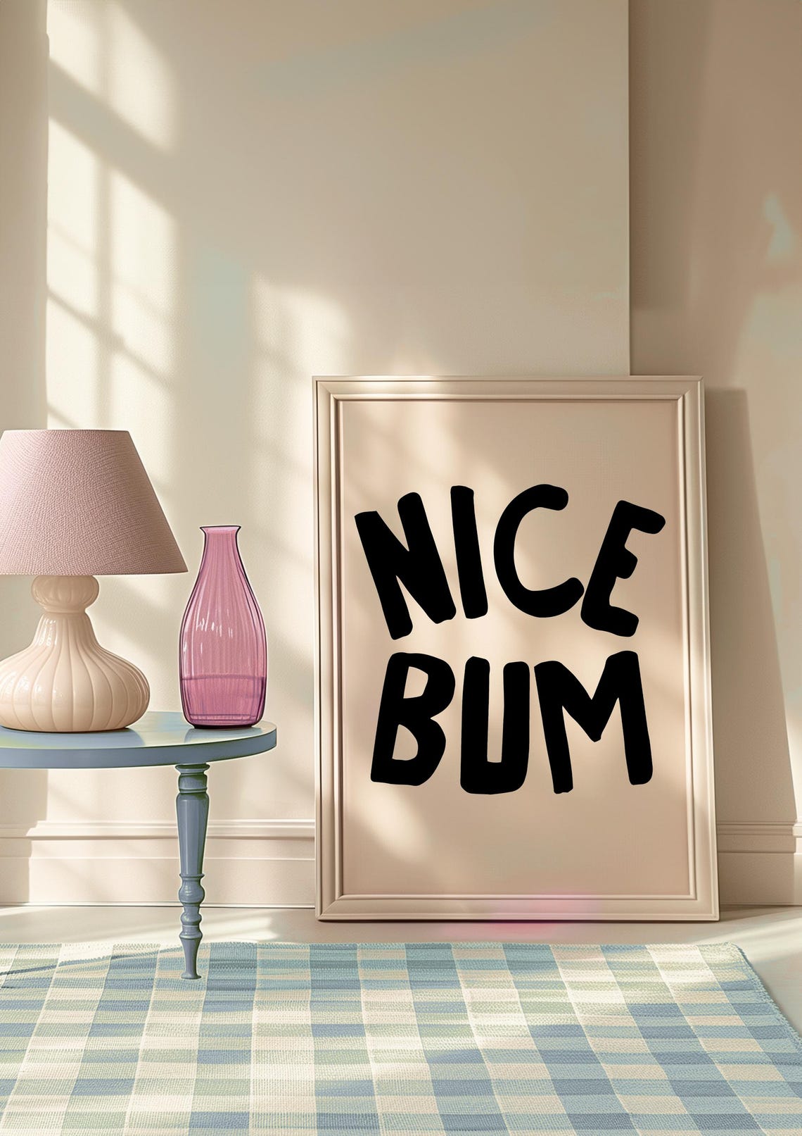Nice Bum Cheeky Black Lettering Bathroom Humor Wall Decor Poster - Image 2