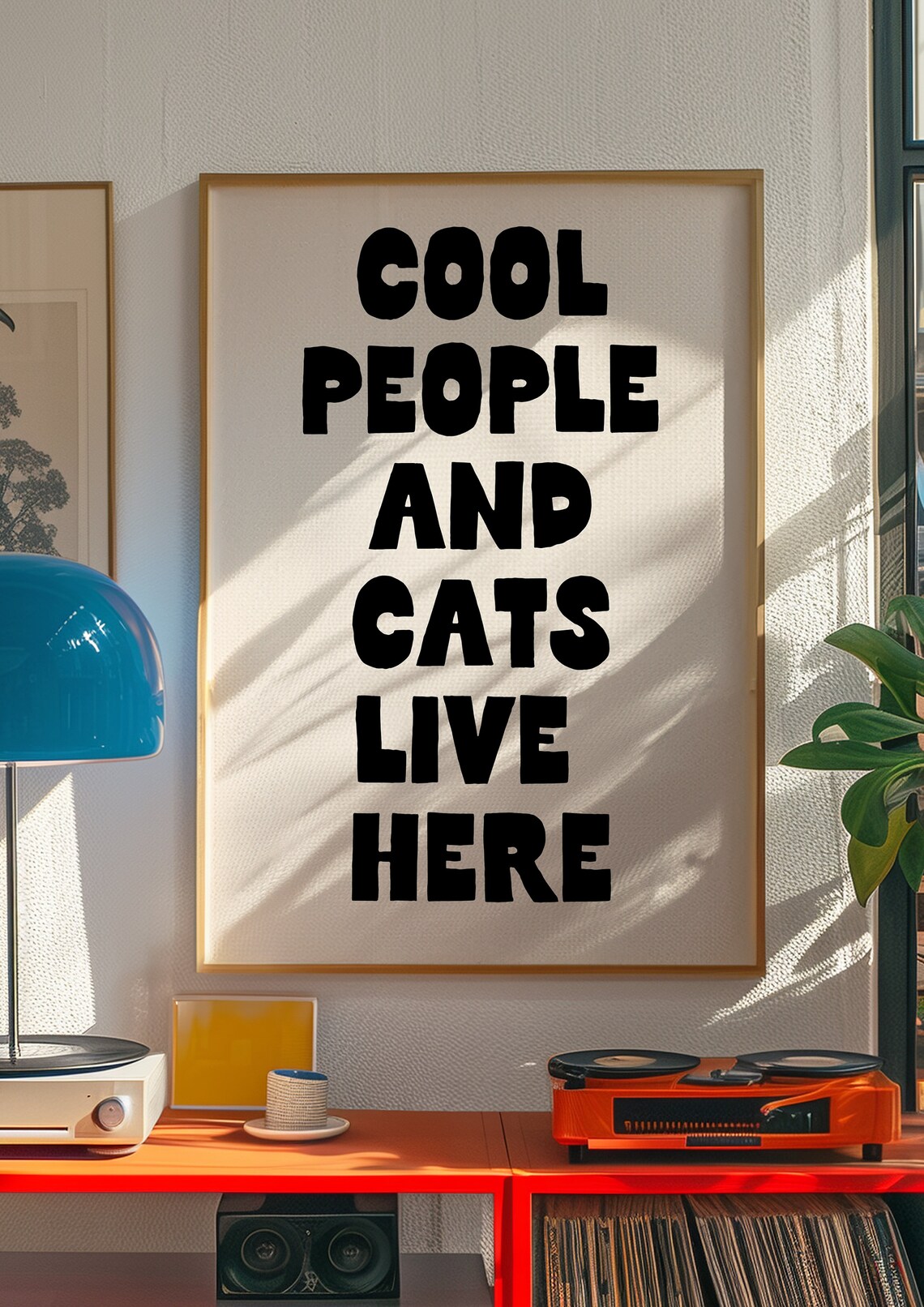 Cool People And Cats Live Here Typography Art Print - Image 2
