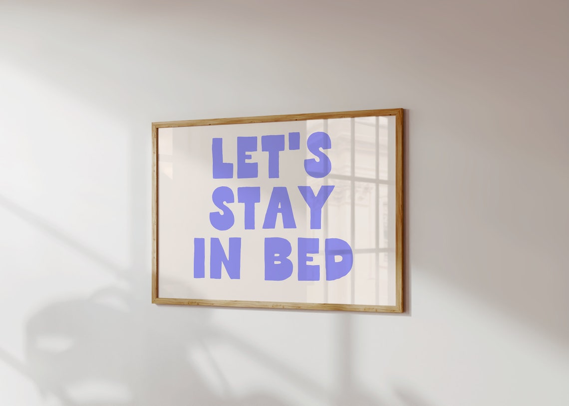Let's Stay in Bed Purple Bold Typography Statement Quote Poster - Image 2