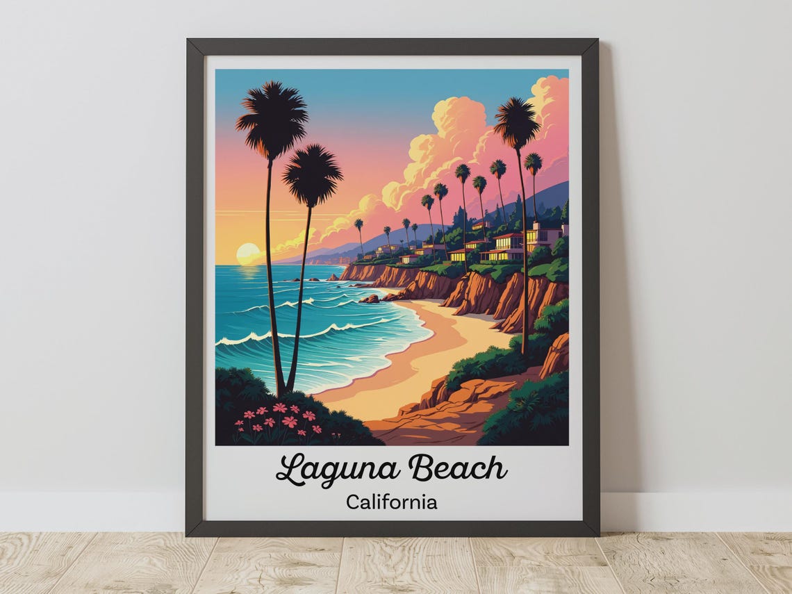 Laguna Beach Vintage Travel Poster