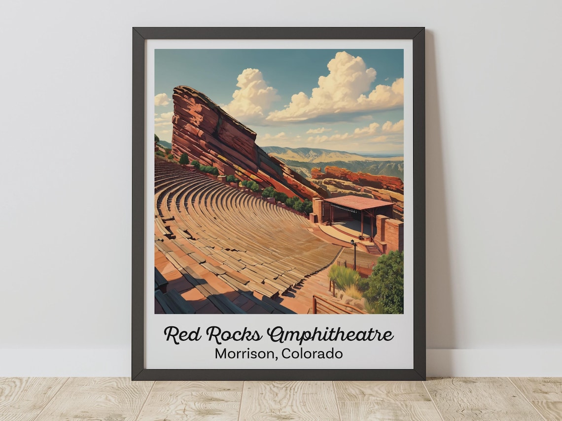 Red Rocks Amphitheatre Vintage Concert Venue Art Print