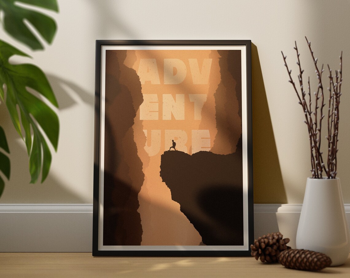 Adventure Poster, Art Deco Travel Hiking