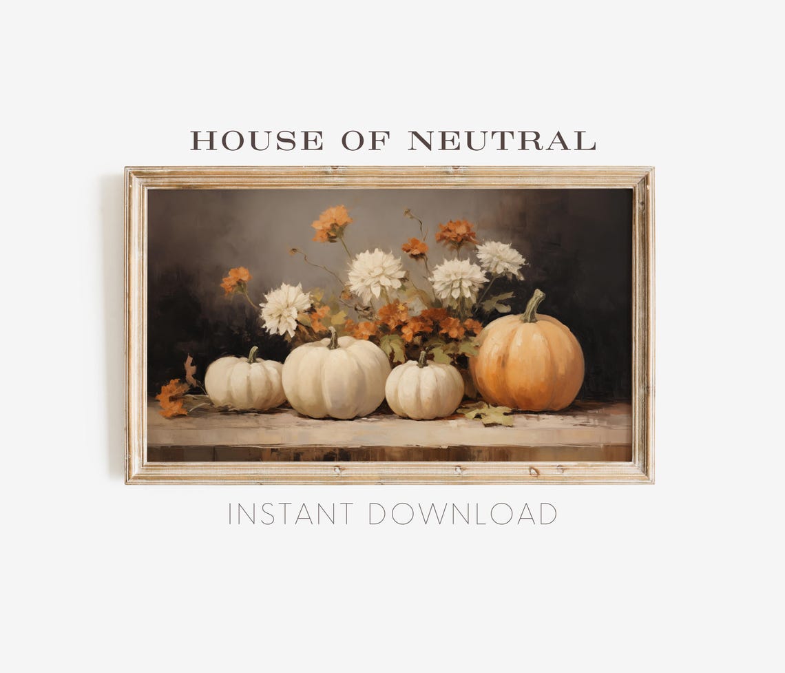 Frame Tv Art Pumpkins And Fall Mums Dark Moody Fall Tv Art Rustic Fall Vintage Fall Art Autumn Fall Thanksgiving 169 Ratio Tv41 - Image 3