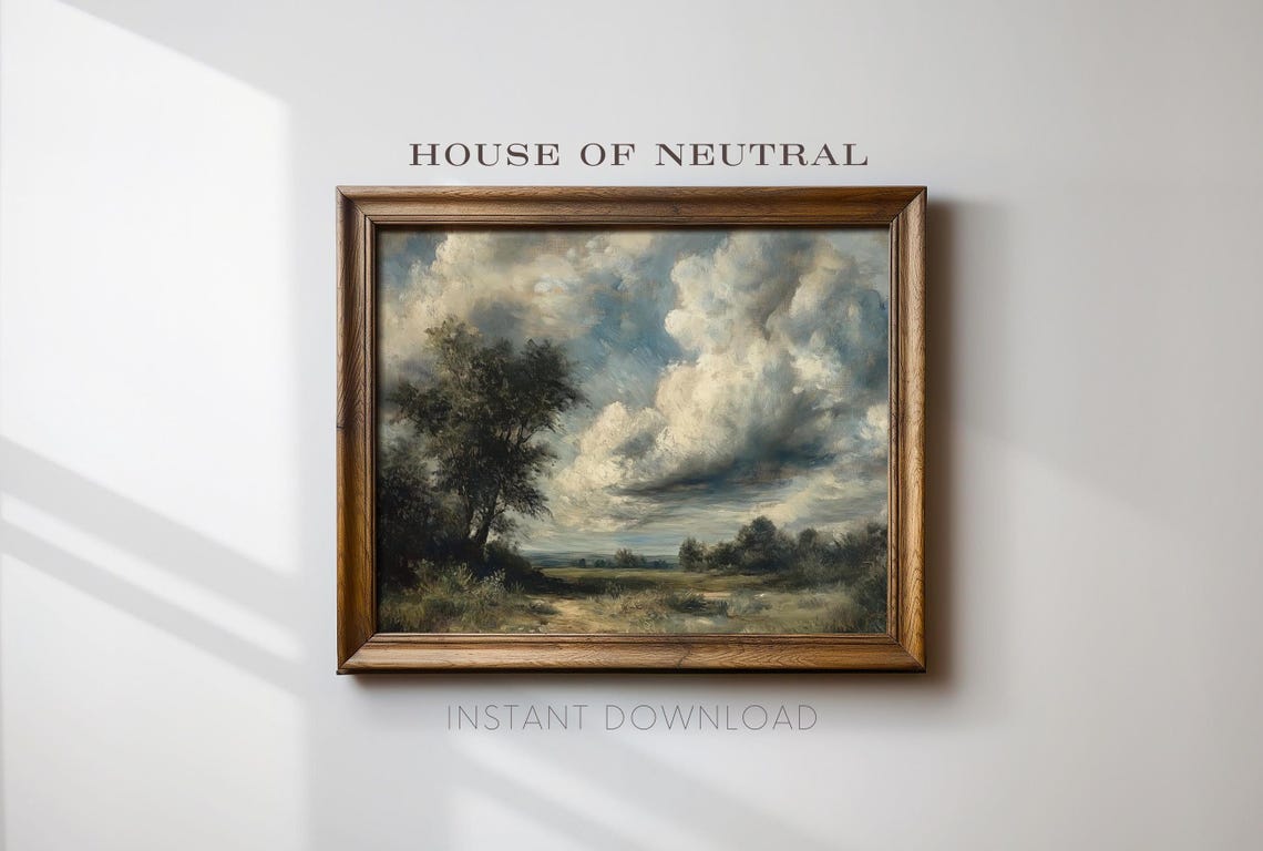 Green Landscape Vintage Painting Farmhouse Fine Art Print Wall Art P4 - Image 4