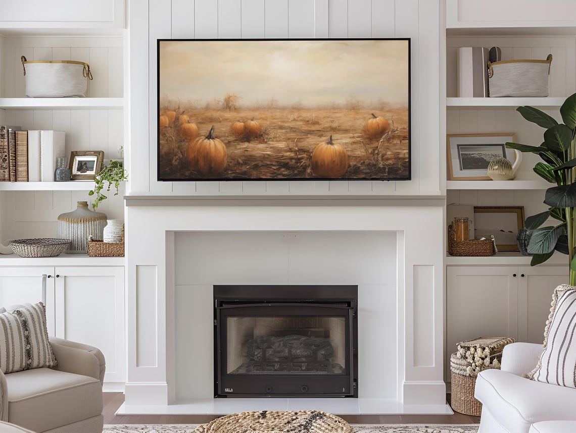 Orange Pumpkin Patch Autumn Field Misty Harvest Rustic Art Wall Poster - Image 3