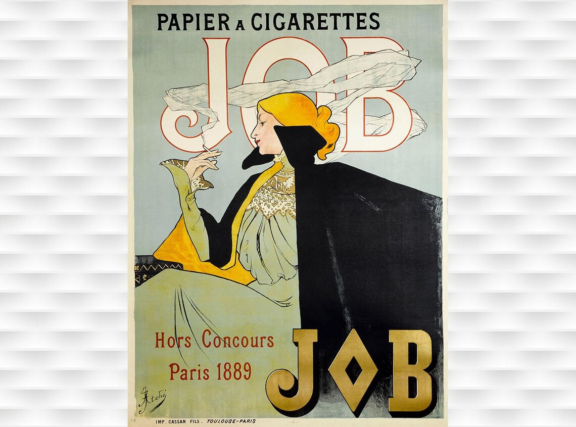 Job Cigarette Papers Paris 1889 Hors Concours Vintage Lady Poster