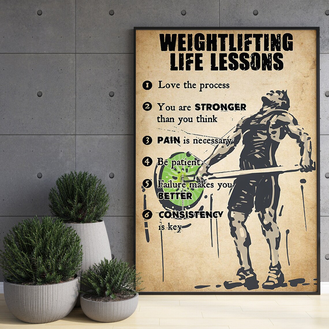 Man Weightlifting Life Lesson Poster, Gym Wall Art Print - Image 3