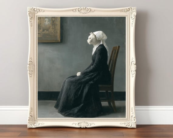 Whistler's Mother Cat Parody, Funny Cat Art Print