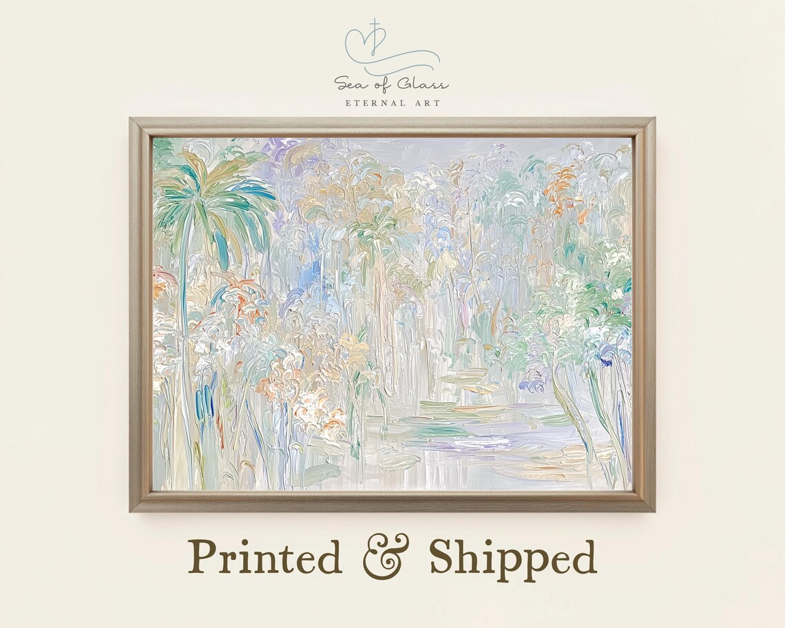 Pastel Tropical Art Print Abstract Palm Tree Botanical Wall Decor