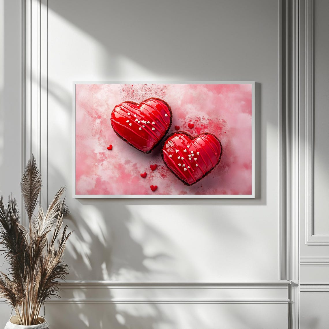 Glazed Red Heart Pastries Valentines Day Dessert Art Frame TV Poster - Image 4