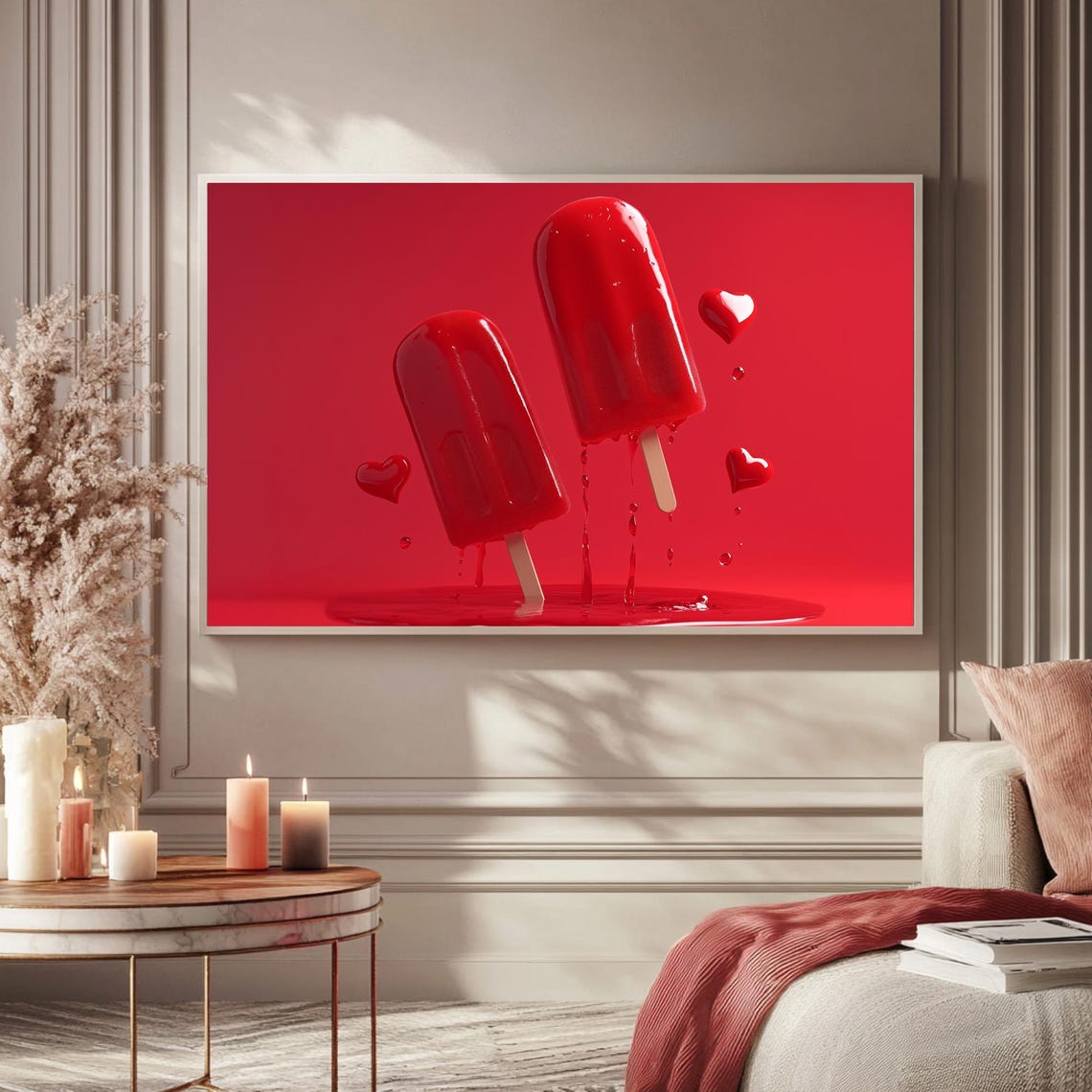 Red Heart Popsicles Valentines Day Glossy 3D Dessert Art TV Poster - Image 5