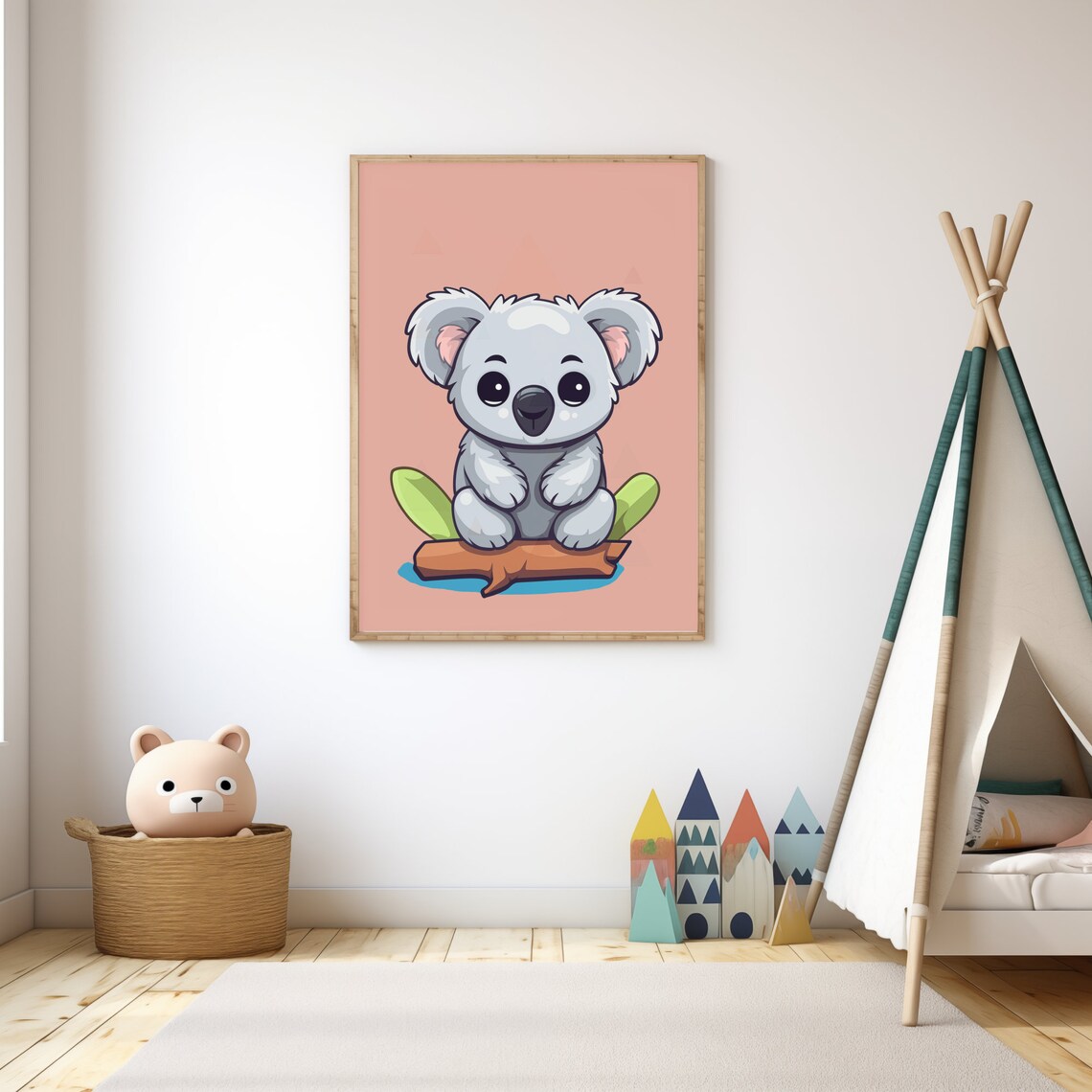 Cute Baby Koala Cartoon Pink Nursery Kids Room Decor Wall Poster - Image 3