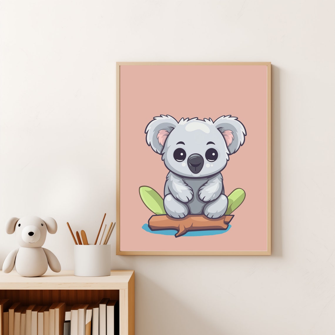 Cute Baby Koala Cartoon Pink Nursery Kids Room Decor Wall Poster - Image 5